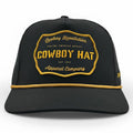 “Cowboy Hat” Patch Rope Trucker Hat - Black