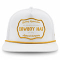 “Cowboy Hat” Patch Rope Trucker Hat - White