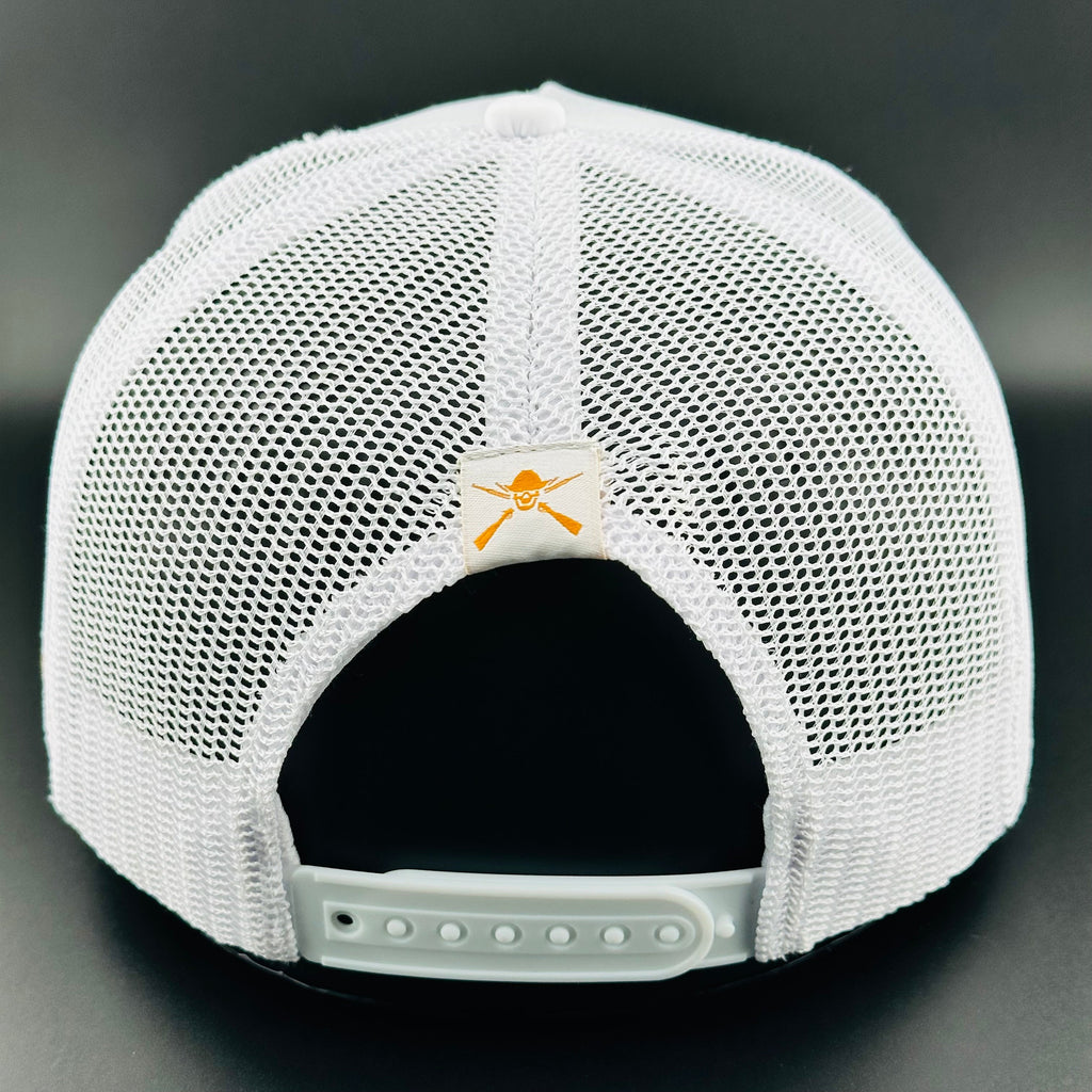 “Cowboy Hat” Patch Rope Trucker Hat - White