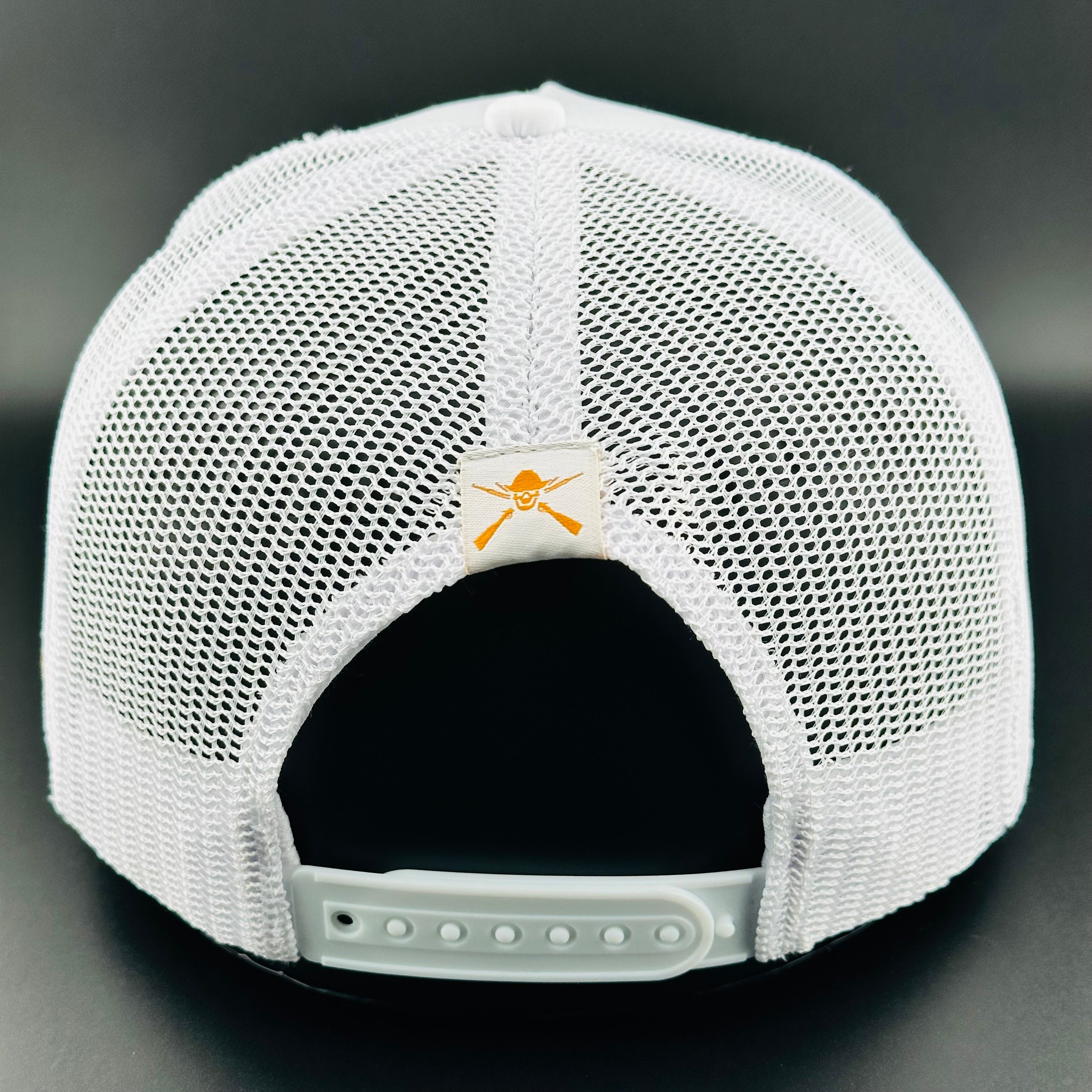 “Cowboy Hat” Patch Rope Trucker Hat - White