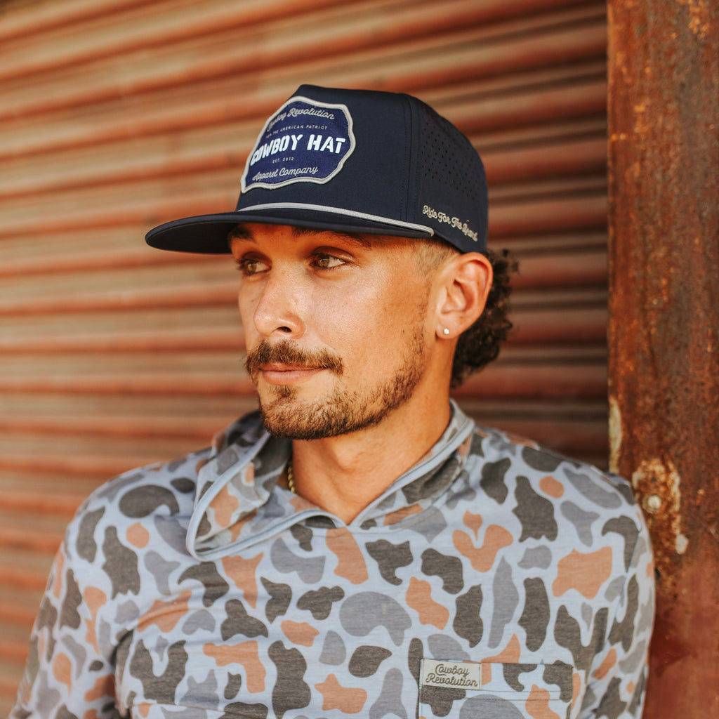 “Cowboy Hat” Performance Patch Rope Hat - Navy Blue